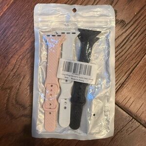 3 PC SET APPLE WATCH BANDS, SIE 38MM, PINK/WHITE/BLACK
